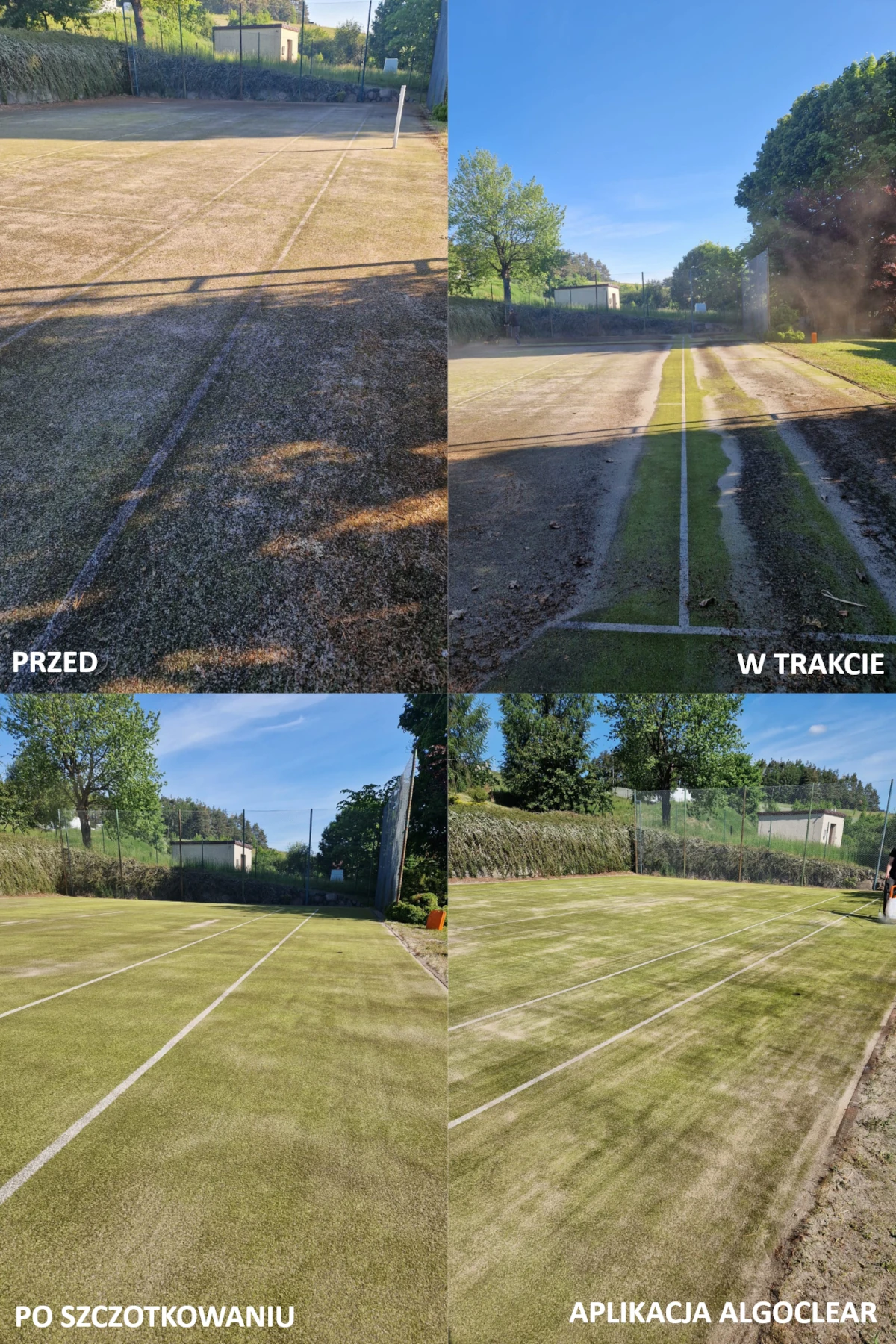 Kort przed w trakcie i po czyszczeniu